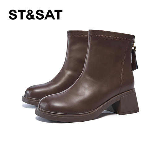 星期六通勤利落百搭显瘦粗跟短靴SSC4116644 商品图8