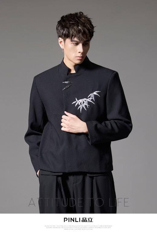 PINLI品立秋季新款新中式立领夹克外套男士刺绣国潮休闲西服B243104038 商品图7