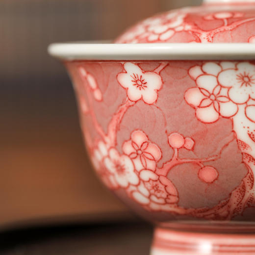 永明尚玩釉里红冰梅两才盖碗 商品图3