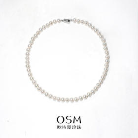 OSM欧诗漫 银925淡水有核珍珠项链7-8mm 白月光