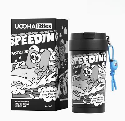 uooha多巴胺纯钛内胆保温杯-斯彼得之夏-黑色 商品图0