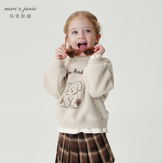 【加绒】马克珍妮女童可爱小熊假两件高领卫衣冬装新款上衣541925 商品图2