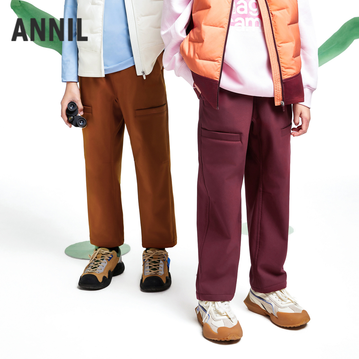 男女童全腰梭织夹裤冬季新款安奈儿童装EM446526