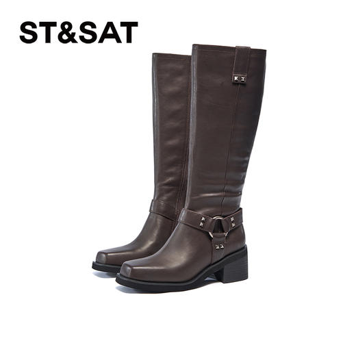 【绒里可选】星期六时髦铆钉粗跟机车牛仔靴SSC4117341/SSC4119341 商品图7