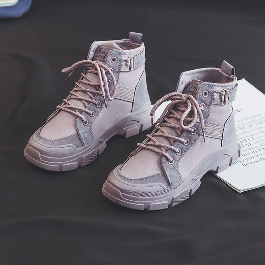 【秋冬新款马丁靴】学生百搭骑士短筒高帮小短靴 chic帆布鞋登山女鞋 商品图7