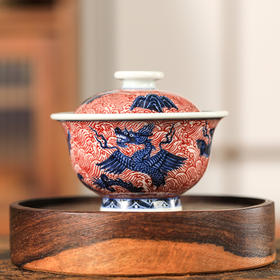 永明尚玩釉里红明海八怪二才盖碗