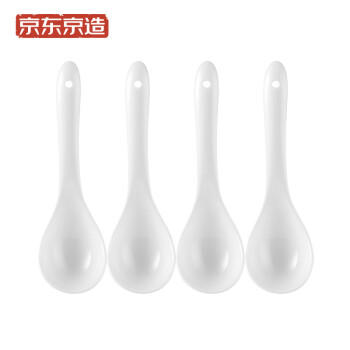 京东京造 白月光-骨瓷系列 小汤勺 骨瓷家用调羹 可微波炉使用 4只装 纯白 /厨具 /餐具 /刀/叉/勺 商品图1