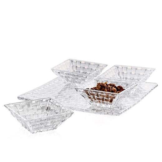 德国nachtmann进口水晶玻璃客厅干果盘小果盘家用创意套装欧式编织系列套装 （1*方盘+4*方碗）(无货退款) 商品图2