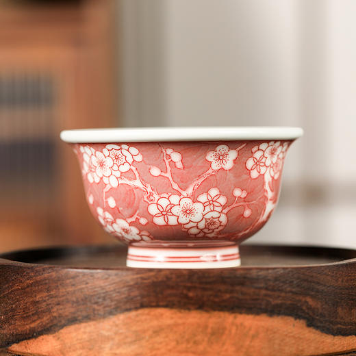 永明尚玩釉里红全红冰梅压手杯 商品图2