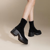 千百度饼干厚底瘦瘦靴女款冬季显瘦弹力靴袜靴增高短靴子A24506363 商品缩略图1