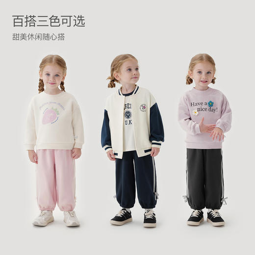 马克珍妮女童俏皮可爱蝴蝶结休闲裤2024年秋装新款241312 商品图1