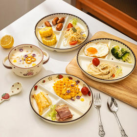 摩登主妇赫拉兔211分格盘儿童大人减脂减肥专用陶瓷早餐盘子家用