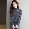 CC-17-2239春秋针织打底衫女士2024新款洋气时尚蕾丝刺绣花内搭长袖t恤上衣 商品缩略图2