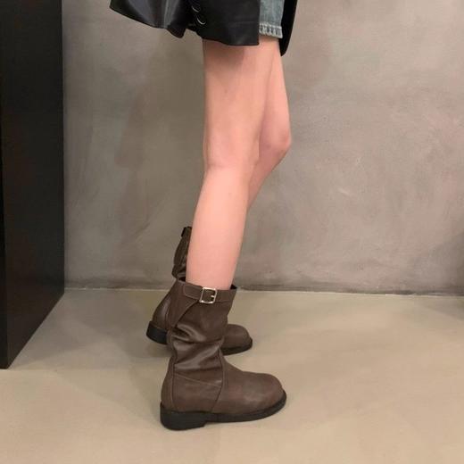 秋冬新款【韩系小短靴女】堆堆靴 复古圆头百搭机车靴马丁靴  商品图2