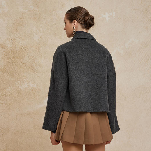 PH938斯尔丽24新款短款小方领小个子减龄时尚显高箱型双面呢大衣 商品图7