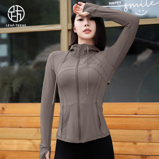 跃牌【倚窗听雨】系列 Athena lulu连帽瑜伽外套女裸感修身显瘦拉链跑步健身运动夹克WT07 商品图4