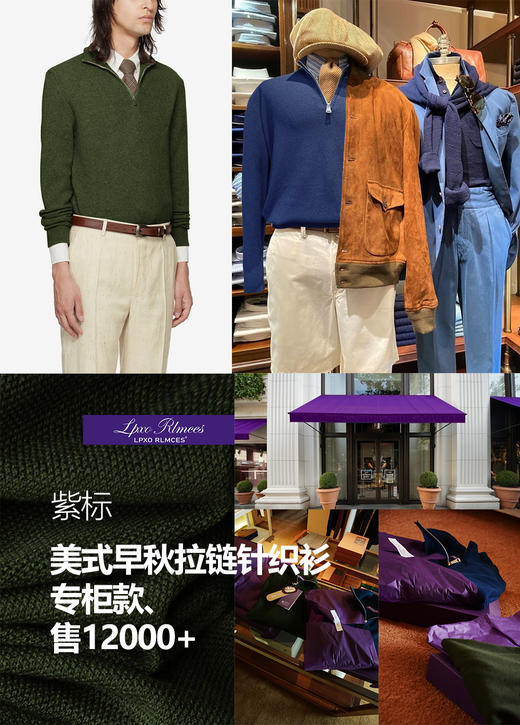 柜12K 拉夫劳伦同款高端紫标美式早秋拉链针织衫 商品图1