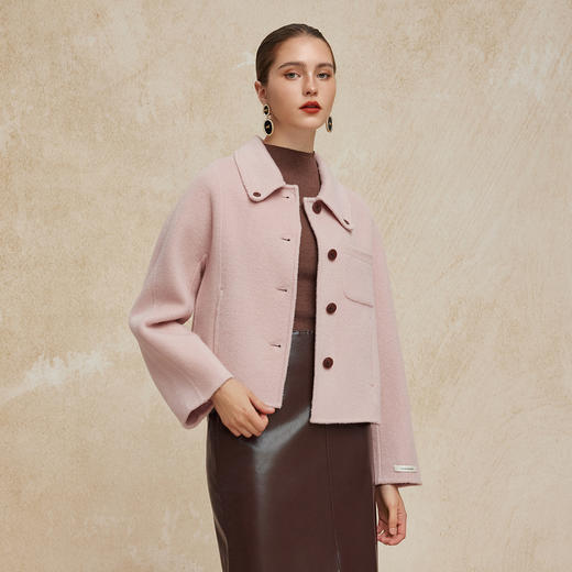PH938斯尔丽24新款短款小方领小个子减龄时尚显高箱型双面呢大衣 商品图2