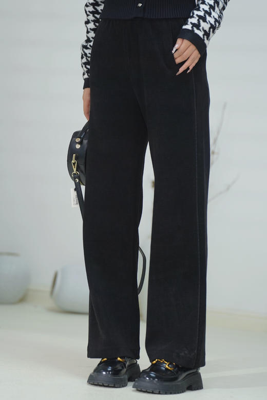 咖M1 臣禾鱼骨纹休闲裤松紧腰JZ244060121 商品图4