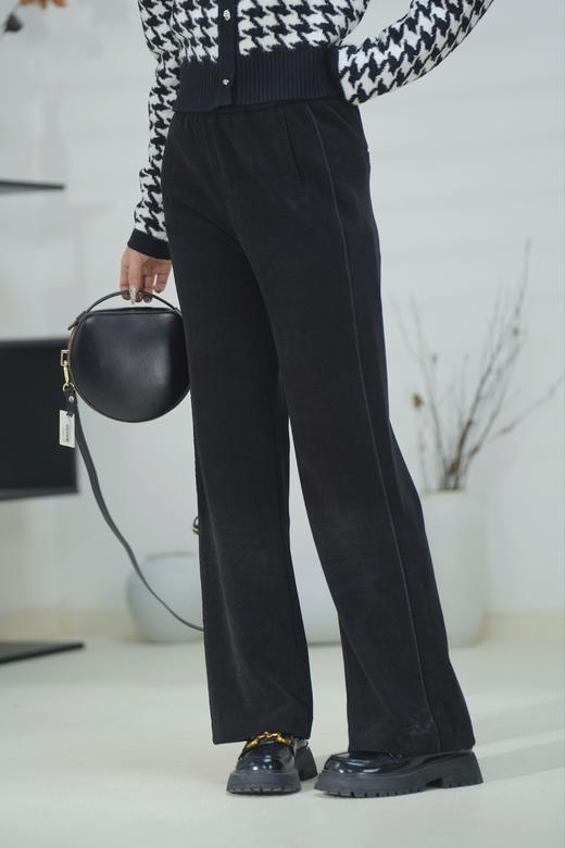 咖M1 臣禾鱼骨纹休闲裤松紧腰JZ244060121 商品图8