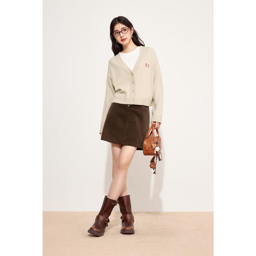 【特惠不退货】诗凡黎V领针织衫2024秋新款温柔开衫外搭女3F9131861 商品图1