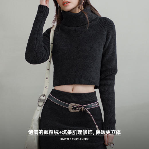 马登仿羊羔绒高领衫保暖抗寒毛衣长袖磨毛内搭打底厚针织衫秋冬女 商品图3