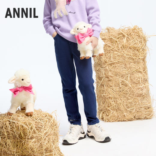 女童加绒牛仔夹裤冬季新款安奈儿童装实体店同款AG446814 商品图0