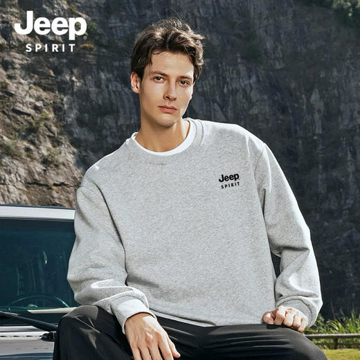 jeep情侣复古卫衣丨怀旧随性 舒适体感 圆领套头运动上衣 商品图7