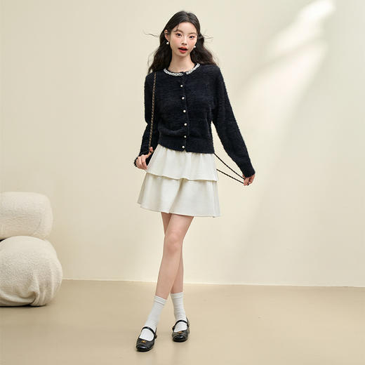 西遇重工镶钻圆领针织开衫女新款千金风高级感毛衣外套14342656 商品图1