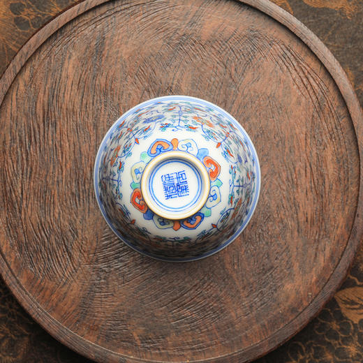 涂杏花斗彩缠枝莲托梵文杯 商品图7