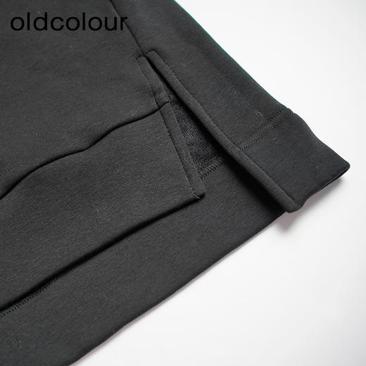 oldcolour黑色气质宽松设计感拼接简约休闲长袖卫衣连衣裙女L42103225 商品图4
