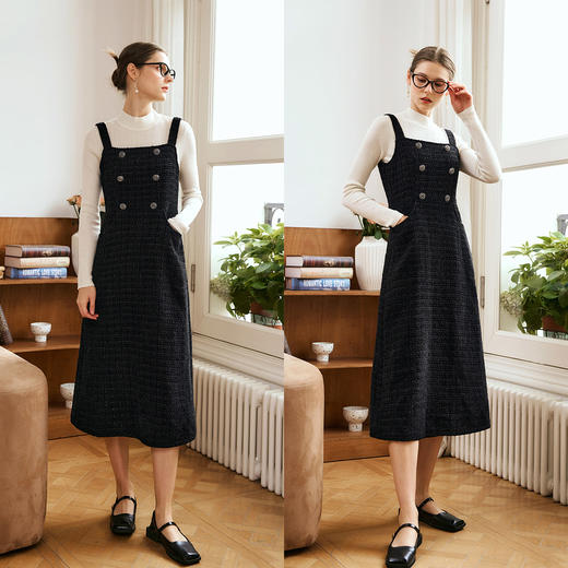 OLrain欧芮儿法式黑色连衣裙女秋季2024年新款赫本风无袖背心裙 商品图1