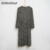 oldcolour春秋款黑色圆领碎花气质宽松长袖连衣裙女DN13103023 商品缩略图0