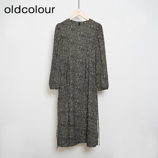oldcolour春秋款黑色圆领碎花气质宽松长袖连衣裙女DN13103023 商品图0