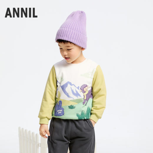男童圆领夹棉卫衣冬季新款安奈儿童装实体店同款XB441834 商品图0