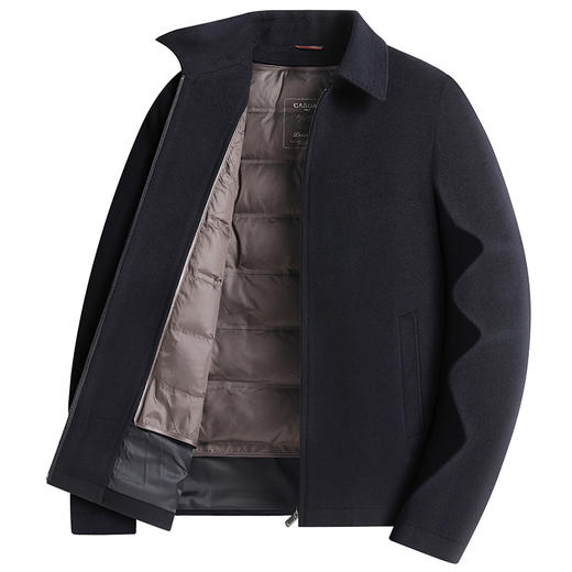 【100%羊毛】【可脱卸鹅绒内胆】【新款DLC】大依优型品质双面呢羊毛呢翻领外套商务夹克男宽松加肥加大码上衣胖子正装休闲 商品图3