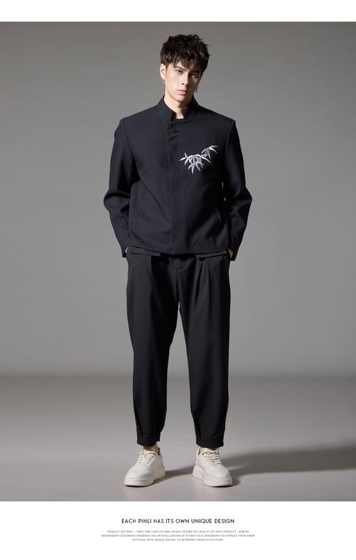 PINLI品立秋季新款新中式立领夹克外套男士刺绣国潮休闲西服B243104038 商品图9