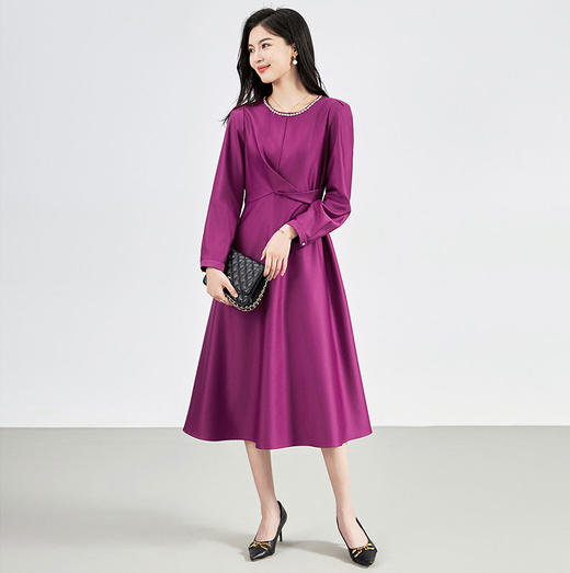 【高货wl】全新升级【铂金会员330/天猫439/差价109】(95844) 洛诗琳法式时髦轻奢重工定钻气质女人收腰精仿丝毛连衣裙子 商品图2