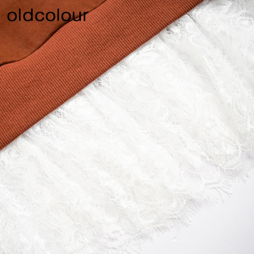 oldcolour休闲简约气质设计感蕾丝拼接长袖卫衣连衣裙女L41103143 商品图4