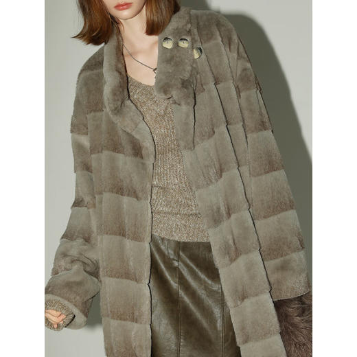 COCOBELLA高奢段染软糯丰盈环保皮草外套女冬长款大衣FU3002 商品图1