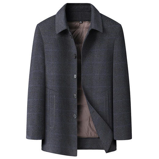 【可脱卸羽绒内胆】【新款DLC】大依优型品质双面呢羊毛呢大衣翻领外套商务夹克男宽松加肥加大码上衣胖子正装休闲 商品图7