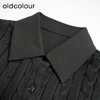 oldcolour黑色气质百搭高级感翻领短款长袖针织拼接衬衫女GN31013804 商品缩略图2