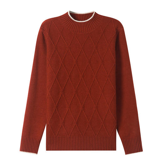 CC-101-98972半高领提花女士慵懒针织衫秋冬新款宽松厚款保暖内搭套头打底毛衣 商品图4