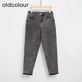 oldcolour休闲气质百搭高腰显瘦修身灰色牛仔裤女L44113424