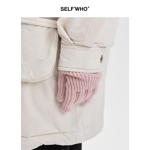 SELFWHO粉色保暖五指手套女2024秋冬新款纯色可护手触屏分指手套 商品图1