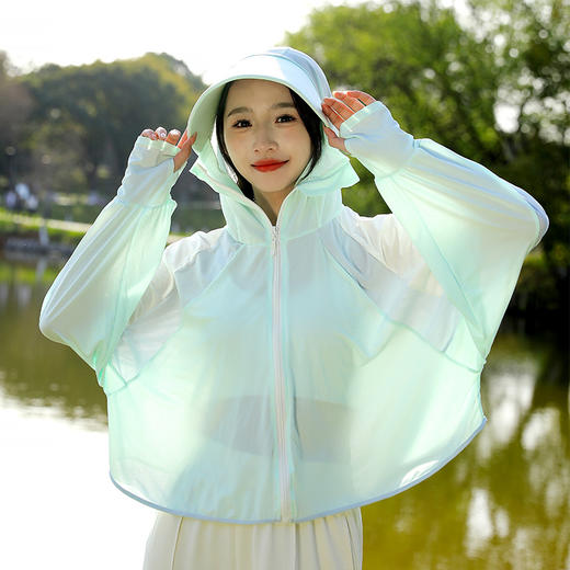 【轻薄透气！冷感防晒衣】气质时尚百搭，拼接防晒冰丝防紫外线防晒衣女，骑车防晒服 商品图4