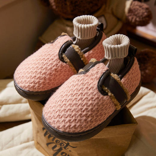 【特价19元】儿童冬季简约保暖棉鞋舒适男孩女孩外穿一脚蹬棉拖鞋【WG24530】 商品图1