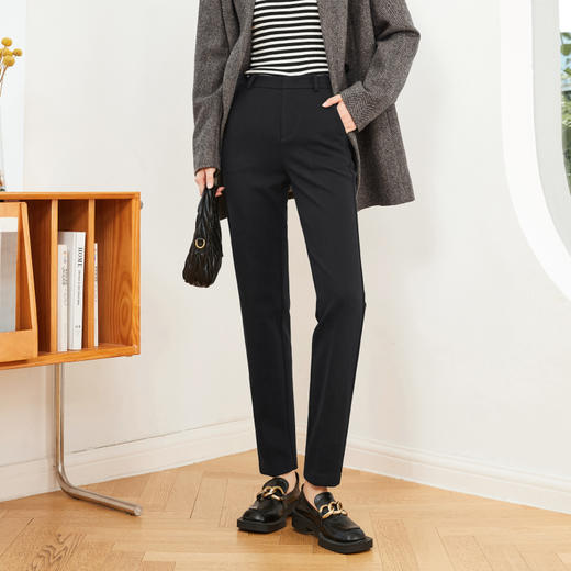 逸阳九分毛呢西装裤女冬季新款烟管版西小脚直筒裤小个子0721 商品图0