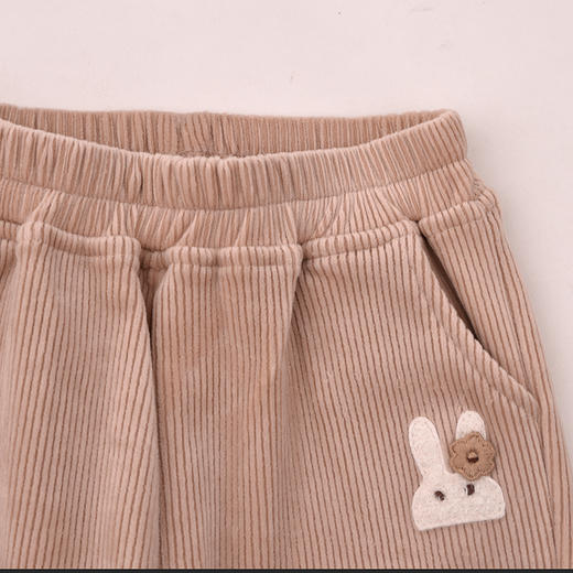 棉果果专柜同款冬季新品女童微喇复合抽条天鹅绒加绒长裤M522200424657 商品图1