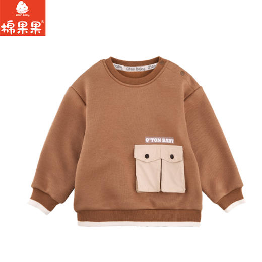 棉果果专柜同款冬季新品男童圆领斜纹复合绒加绒卫衣M412180424630 商品图1